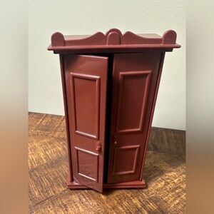 Vintage Loving Family Seven Towns Brown Armoire Cabinet Furniture Dollhouse